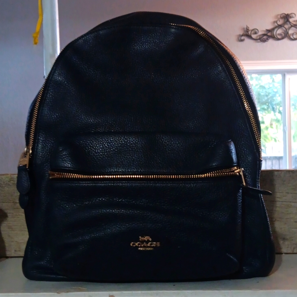Navy blue coach backpack